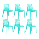 Kit com 6 Cadeiras Gruvyer com Design Contemporâneo Encosto e Assento Anatômico - Azul tiffany