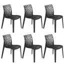 Kit com 6 Cadeiras Gruvyer, Polipropileno com Encosto Versátil para Sala de Jantar Cozinha Bar Jardim Varanda Cafeteria Shopping Salão de Festas, Fosco Preto