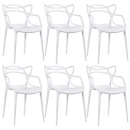Kit com 6 Cadeiras Master Allegra Design Moderno em Polipropileno para Cozinha e Sala de Jantar - Branco