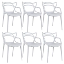 Kit com 6 Cadeiras Master Allegra Design Moderno em Polipropileno para Cozinha e Sala de Jantar - Cinza claro