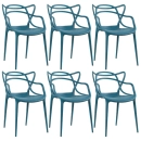 Kit com 6 Cadeiras Master Allegra Design Moderno em Polipropileno para Cozinha e Sala de Jantar - Turquesa