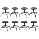 Kit com 8 Bancos baixos industriais giratórios Bolt - Preto