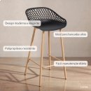 Kit com 8 Banquetas altas para bancada Clarice Cloe com base de metal - Preto