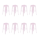 Kit com 8 Banquetas altas para bancada Iron Tolix 76 cm - Rosa claro