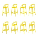 Kit com 8 Banquetas altas para bancada Master Allegra em Polipropileno 78 cm - Amarelo