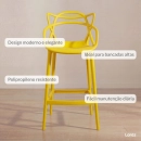 Kit com 8 Banquetas altas para bancada Master Allegra em Polipropileno 78 cm - Amarelo