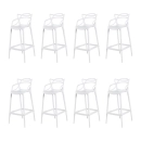 Kit com 8 Banquetas altas para bancada Master Allegra em Polipropileno 78 cm - Branco