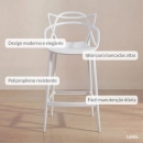 Kit com 8 Banquetas altas para bancada Master Allegra em Polipropileno 78 cm - Branco