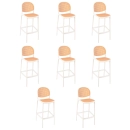 Kit com 8 Banquetas altas para bancada Mumbai com assento anatômico 78 cm – Branco