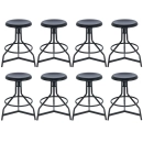 Kit com 8 Banquetas altas para cozinha industrial York com banco giratório - Preto