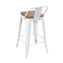 Kit com 8 Banquetas Iron Tolix com encosto e assento de madeira rústica clara 61 cm - Branco