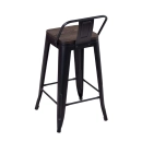 Kit com 8 Banquetas Iron Tolix com encosto e assento de madeira rústica escura Kit 66 cm Kit Branco