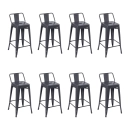 Kit com 8 Banquetas médias para bancada Iron Tolix com encosto 66 cm - Cinza escuro