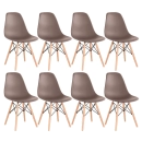 Kit com 8 Cadeiras Charles Eames Eiffel DSW com pés de madeira clara - Fendi