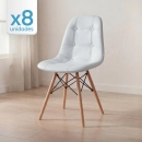 Kit com 8 Cadeiras de jantar Charles Eames Eiffel Botonê Estofada - Cinza claro
