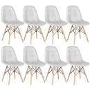 Kit com 8 Cadeiras de jantar Charles Eames Eiffel Botonê Estofada - Cinza claro