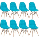 Kit com 8 Cadeiras de jantar Charles Eames Eiffel Botonê Estofada - Tiffany
