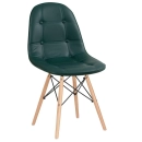 Kit com 8 Cadeiras de jantar Charles Eames Eiffel Botonê Estofada - Verde escuro