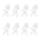 Kit com 8 Cadeiras de jantar Charles Eames Eiffel DKR em Polipropileno - Branco