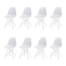 Kit com 8 Cadeiras de jantar Charles Eames Eiffel DKR em Polipropileno - Cinza claro