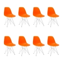 Kit com 8 Cadeiras de jantar Charles Eames Eiffel DKR em Polipropileno - Laranja