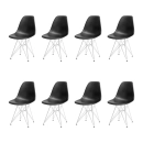 Kit com 8 Cadeiras de jantar Charles Eames Eiffel DKR em Polipropileno - Preto