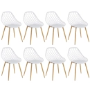 Kit com 8 Cadeiras de jantar Clarice Cloe com design contemporâneo - Branco