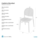 Kit com 8 Cadeiras de jantar Mumbai de telinha com design contemporâneo e assento anatômico – Branco
