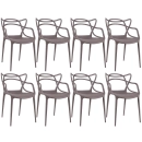 Kit com 8 Cadeiras Design Allegra Polipropileno Injetado Alta Densidade Empilhável Sala Cozinha Jantar Bar Jardim Varanda Fendi