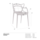 Kit com 8 Cadeiras Design Allegra Polipropileno Injetado Alta Densidade Empilhável Sala Cozinha Jantar Bar Jardim Varanda Fendi