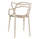 Kit com 8 Cadeiras Design Allegra Polipropileno Injetado Alta Densidade Empilhável Sala Cozinha Jantar Bar Jardim Varanda Nude Bege