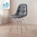 Kit com 8 Cadeiras estofadas Charles Eames Eiffel Botonê DKR com pés de metal cromado - Cinza escuro