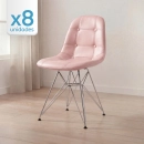 Kit com 8 Cadeiras estofadas Charles Eames Eiffel Botonê DKR com pés de metal cromado - Rosa claro