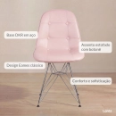 Kit com 8 Cadeiras estofadas Charles Eames Eiffel Botonê DKR com pés de metal cromado - Rosa claro