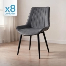Kit com 8 Cadeiras estofadas Chicago com design industrial - Cinza Vintage
