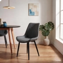 Kit com 8 Cadeiras estofadas Chicago com design industrial - Cinza Vintage