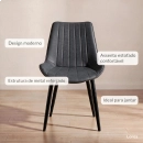 Kit com 8 Cadeiras estofadas Chicago com design industrial - Cinza Vintage