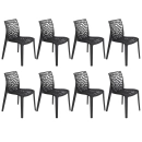 Kit com 8 Cadeiras Gruvyer, Polipropileno com Encosto Versátil para Sala de Jantar Cozinha Bar Jardim Varanda Cafeteria Shopping Salão de Festas, Fosco Preto