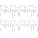 Kit com 8 Cadeiras Master Allegra Design Moderno em Polipropileno para Cozinha e Sala de Jantar - Branco