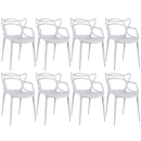 Kit com 8 Cadeiras Master Allegra Design Moderno em Polipropileno para Cozinha e Sala de Jantar - Cinza claro