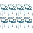 Kit com 8 Cadeiras Master Allegra Design Moderno em Polipropileno para Cozinha e Sala de Jantar - Turquesa