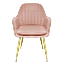 Kit com 8 Cadeiras Poltrona Lines com pés dourados Suede para sala de jantar - Rosa