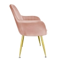 Kit com 8 Cadeiras Poltrona Lines com pés dourados Suede para sala de jantar - Rosa