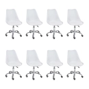 Kit com 8 Cadeiras Tulipa para Escritório com rodízios e assento estofado - Branco