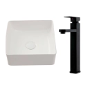 Kit Cuba Crisoprásio e Torneira Alta Madeira - Branco e Preto