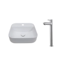 Kit Cuba de Apoio para Banheiro e Torneira Alta em Aço Inox Amazonas Pingoo.casa - Branco e Prata