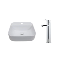 Kit Cuba de Apoio para Banheiro e Torneira Misturador Monocomando Alta Madeira Pingoo.casa - Branco e Prata