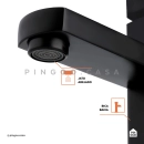 Kit Cuba de Apoio para Banheiro e Torneira Misturador Monocomando Baixa Madeira Pingoo.casa - Branco e Preto