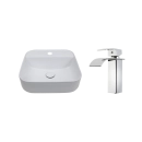 Kit Cuba de Apoio para Banheiro e Torneira Misturador Monocomando Baixa Paraná Pingoo.casa - Branco e Prata