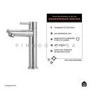 Kit Cuba de Apoio Slim Crisoprásio e Torneira Baixa para Banheiro em Aço Amazonas Pingoo.casa - Branco e Prata